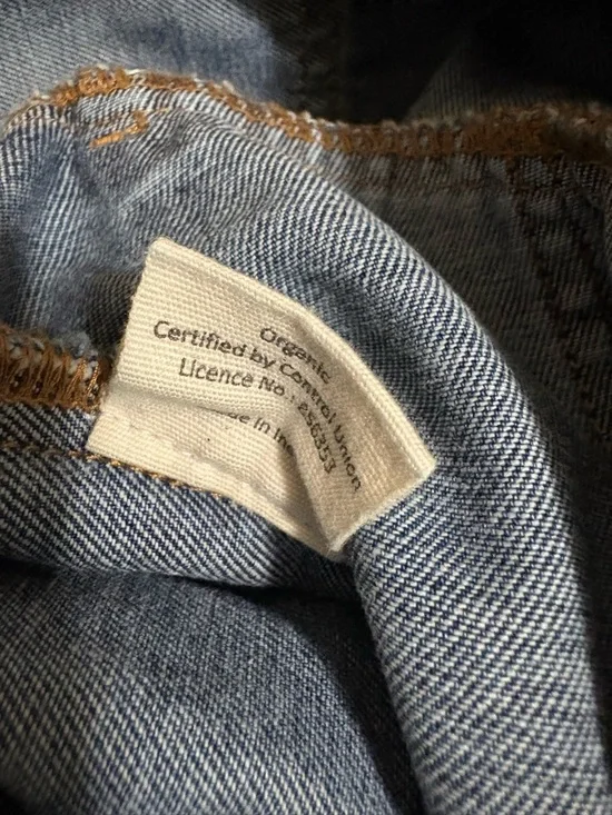 Lucy & Yak Ragan Blue Cotton Denim Short-Sleeve Wide-Leg Zip Up Jumpsuit Side 4 - Picture 15 of 16